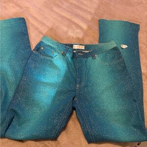 Roberto Cavalli Glittery Teal Fabric